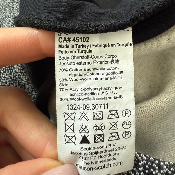 Maison Scotch Women's Blazer Jacket Full Zip Cotton Wool Blend Gray Black - Picture 5 of 8